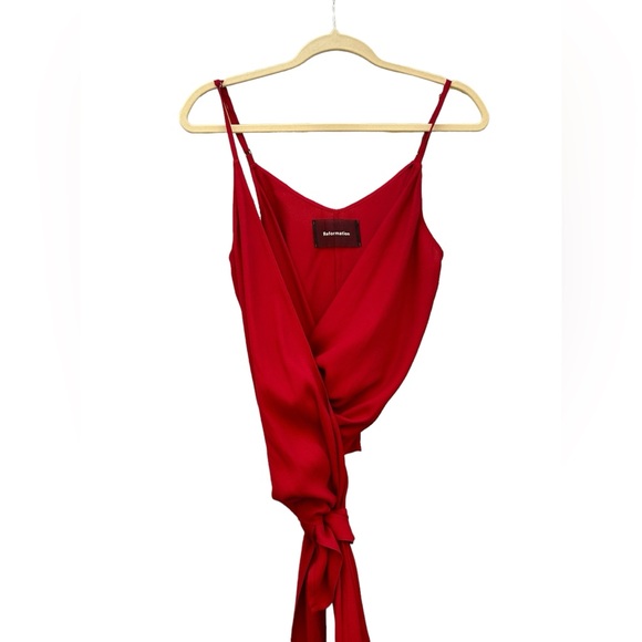 Reformation Ilona Wrap Top in Burgundy Red - LARGE - Picture 6 of 14